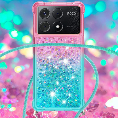 YB Quicksand Series-6 for Xiaomi Poco X6 Pro 5G / Redmi K70E 5G Case with Lanyard Soft TPU Phone Cover