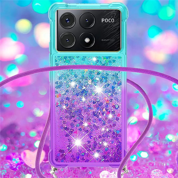 YB Quicksand Series-6 for Xiaomi Poco X6 Pro 5G / Redmi K70E 5G Case with Lanyard Soft TPU Phone Cover