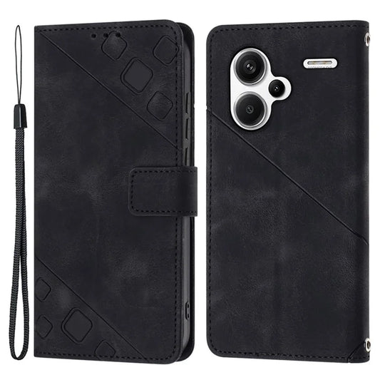 PT005 YB Imprinting Series-6 For Xiaomi Redmi Note 13 Pro+ 5G Case with Strap Wallet Leather Cover