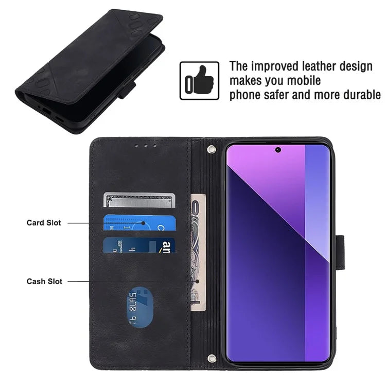 PT005 YB Imprinting Series-6 For Xiaomi Redmi Note 13 Pro+ 5G Case with Strap Wallet Leather Cover