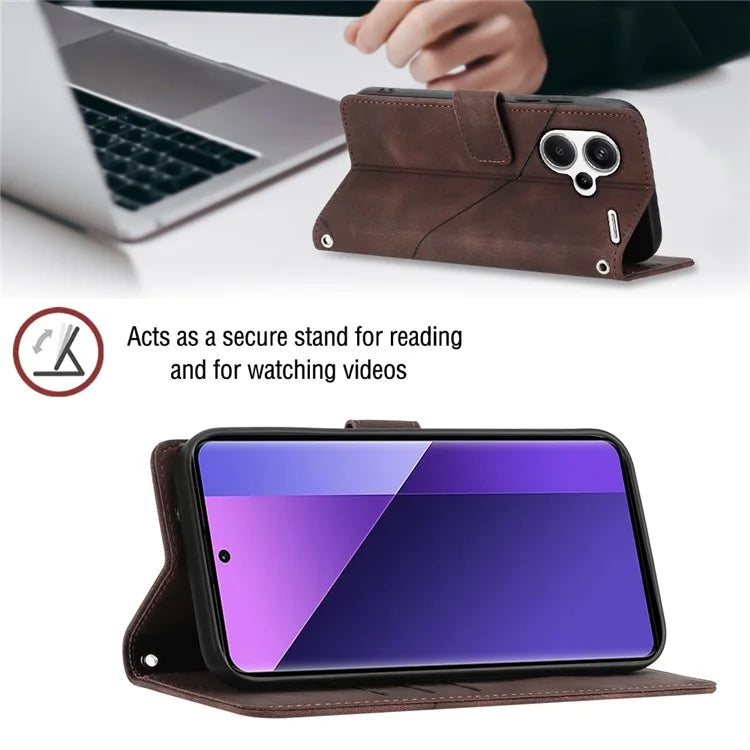 PT005 YB Imprinting Series-6 For Xiaomi Redmi Note 13 Pro+ 5G Case with Strap Wallet Leather Cover