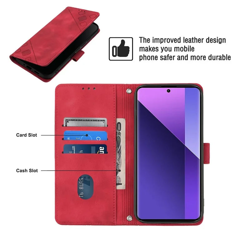 PT005 YB Imprinting Series-6 For Xiaomi Redmi Note 13 Pro+ 5G Case with Strap Wallet Leather Cover