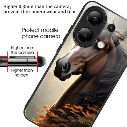 For Xiaomi Redmi Note 13 4G Tempered Glass Phone Cover Pattern Printing Drop-resistant Case