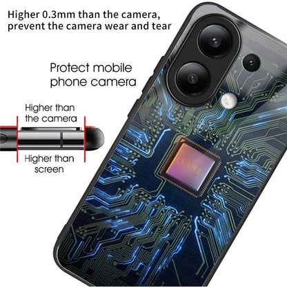 For Xiaomi Redmi Note 13 4G Tempered Glass Phone Cover Pattern Printing Drop-resistant Case