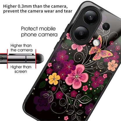 For Xiaomi Redmi Note 13 4G Tempered Glass Phone Cover Pattern Printing Drop-resistant Case