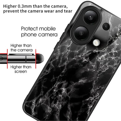 For Xiaomi Redmi Note 13 4G Tempered Glass Phone Cover Pattern Printing Drop-resistant Case