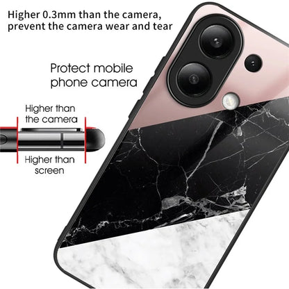 For Xiaomi Redmi Note 13 4G Tempered Glass Phone Cover Pattern Printing Drop-resistant Case