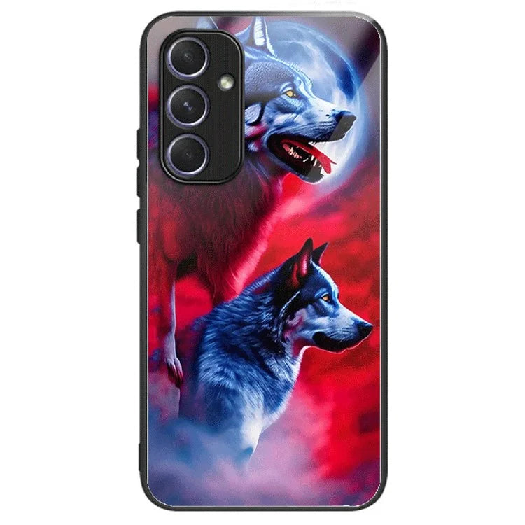 For Samsung Galaxy A34 5G Case Colorful Pattern Tempered Glass Protective Phone Cover