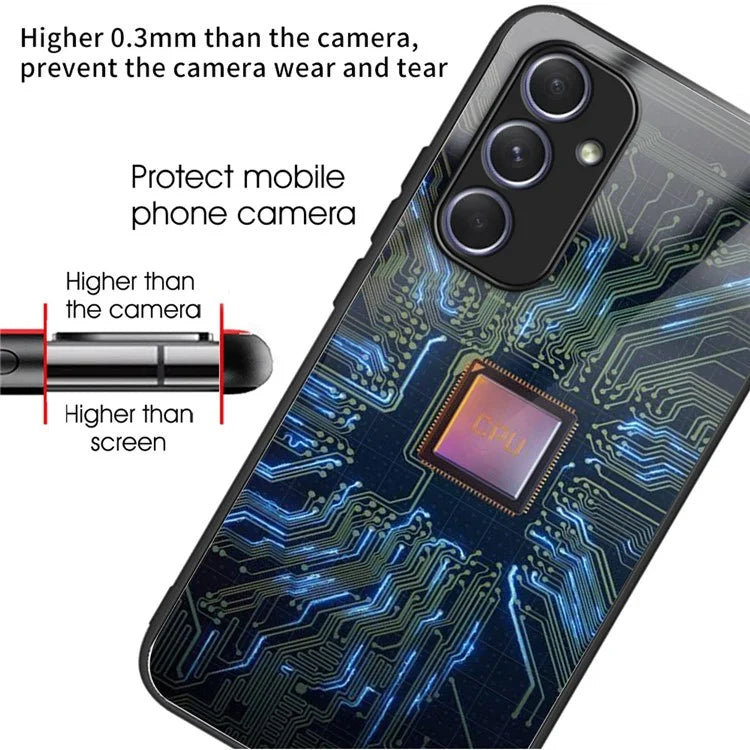 For Samsung Galaxy A34 5G Case Colorful Pattern Tempered Glass Protective Phone Cover