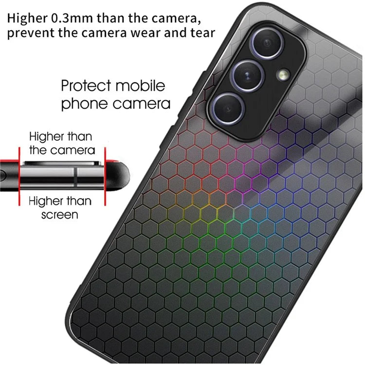 For Samsung Galaxy A34 5G Case Colorful Pattern Tempered Glass Protective Phone Cover