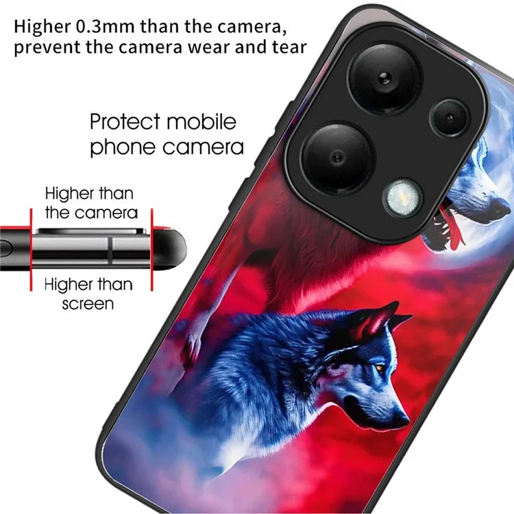 For Xiaomi Redmi Note 13 Pro 4G / Poco M6 Pro 4G Case Pattern Design Tempered Glass Back Cover