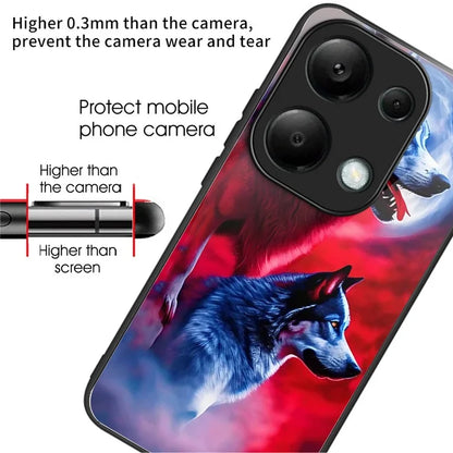 For Xiaomi Redmi Note 13 Pro 4G / Poco M6 Pro 4G Case Pattern Design Tempered Glass Back Cover