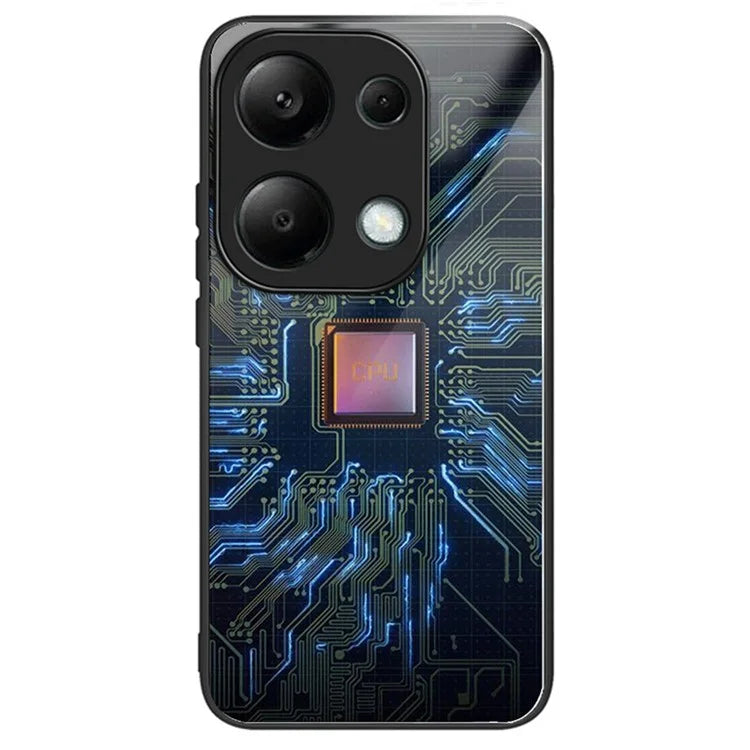 For Xiaomi Redmi Note 13 Pro 4G / Poco M6 Pro 4G Case Pattern Design Tempered Glass Back Cover