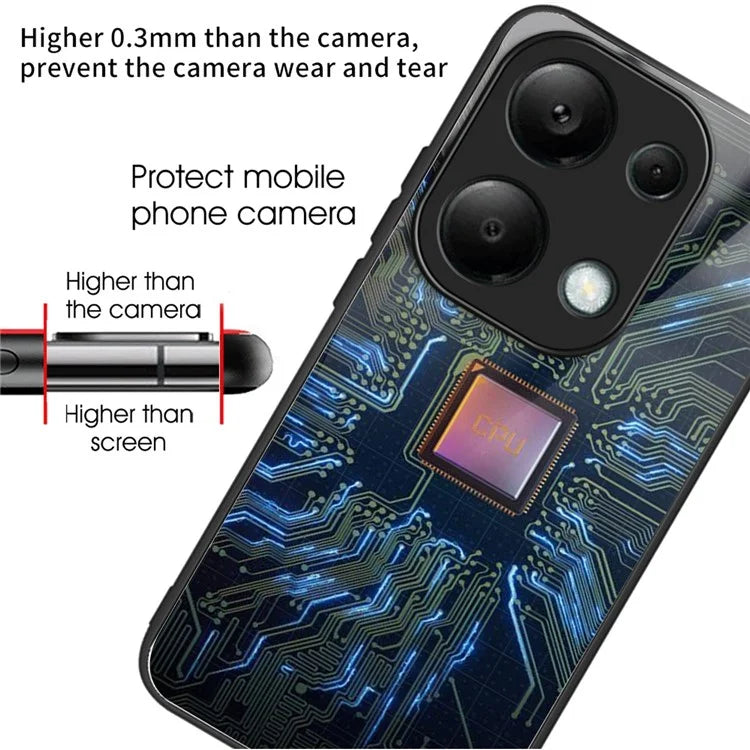 For Xiaomi Redmi Note 13 Pro 4G / Poco M6 Pro 4G Case Pattern Design Tempered Glass Back Cover