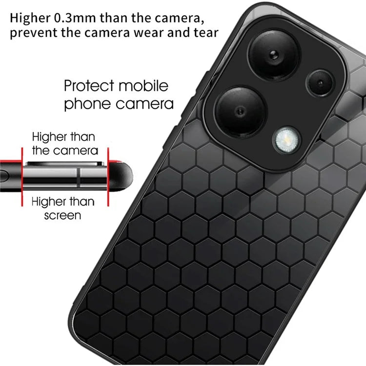 For Xiaomi Redmi Note 13 Pro 4G / Poco M6 Pro 4G Case Pattern Design Tempered Glass Back Cover