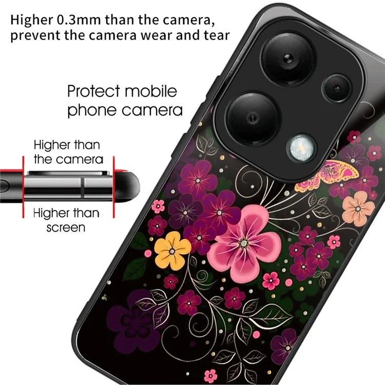 For Xiaomi Redmi Note 13 Pro 4G / Poco M6 Pro 4G Case Pattern Design Tempered Glass Back Cover