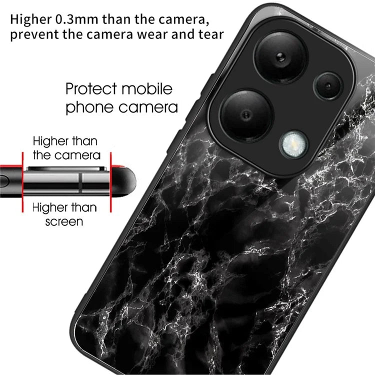 For Xiaomi Redmi Note 13 Pro 4G / Poco M6 Pro 4G Case Pattern Design Tempered Glass Back Cover