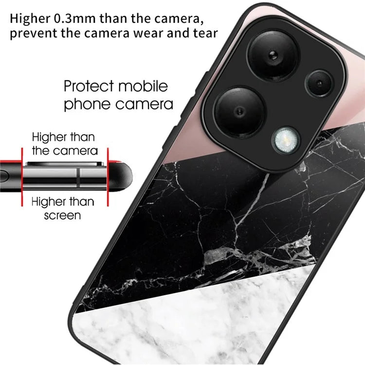 For Xiaomi Redmi Note 13 Pro 4G / Poco M6 Pro 4G Case Pattern Design Tempered Glass Back Cover