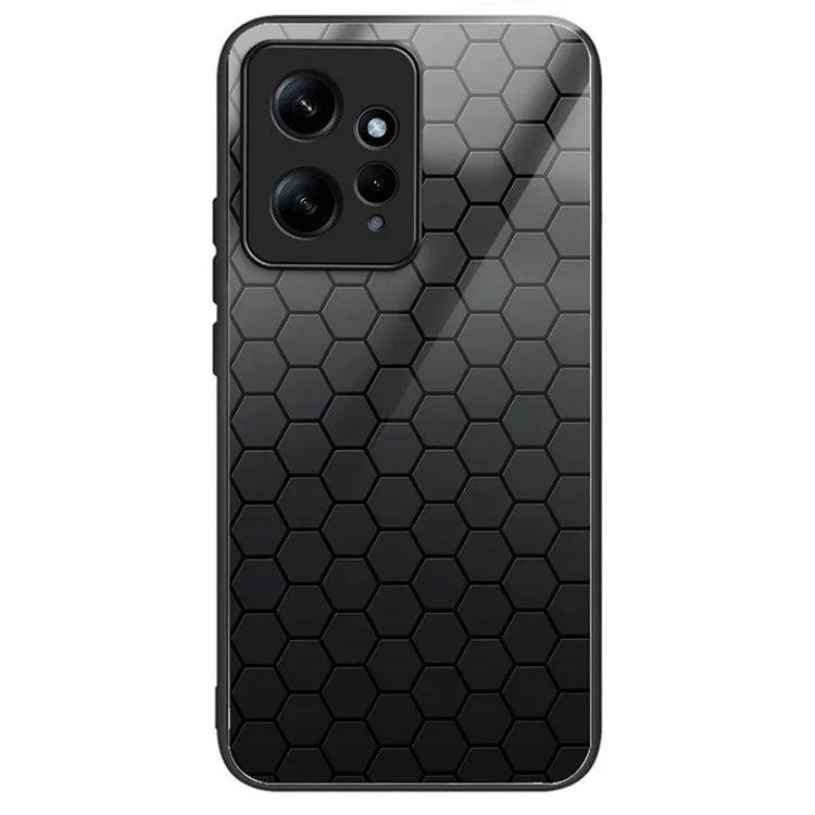 For Xiaomi Redmi Note 12 4G Painted Pattern Case Tempered Glass+PC Back Soft TPU Phone Cover