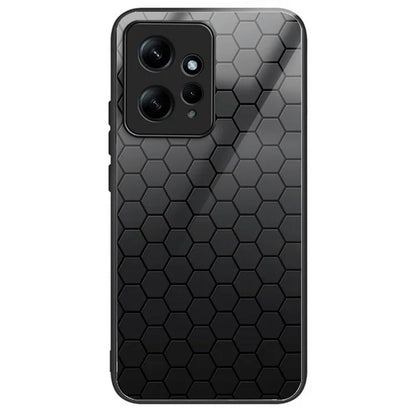For Xiaomi Redmi Note 12 4G Painted Pattern Case Tempered Glass+PC Back Soft TPU Phone Cover