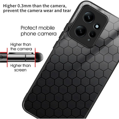 For Xiaomi Redmi Note 12 4G Painted Pattern Case Tempered Glass+PC Back Soft TPU Phone Cover