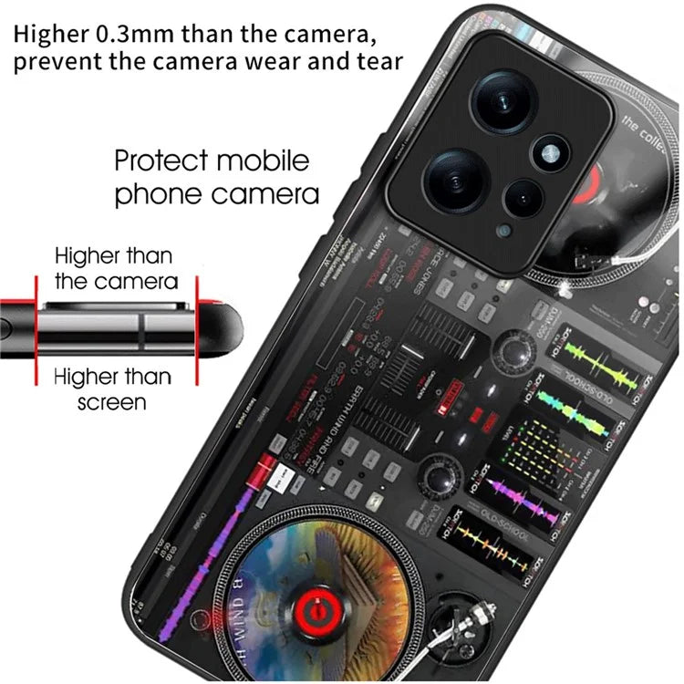 For Xiaomi Redmi Note 12 4G Painted Pattern Case Tempered Glass+PC Back Soft TPU Phone Cover