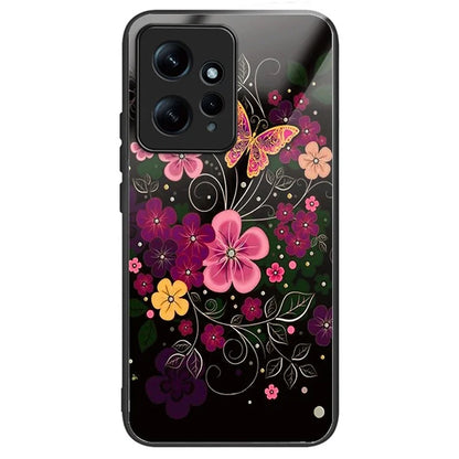 For Xiaomi Redmi Note 12 4G Painted Pattern Case Tempered Glass+PC Back Soft TPU Phone Cover