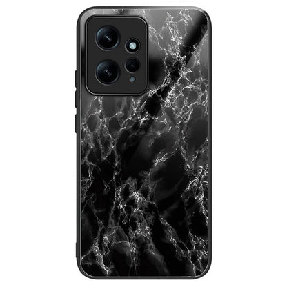 For Xiaomi Redmi Note 12 4G Painted Pattern Case Tempered Glass+PC Back Soft TPU Phone Cover