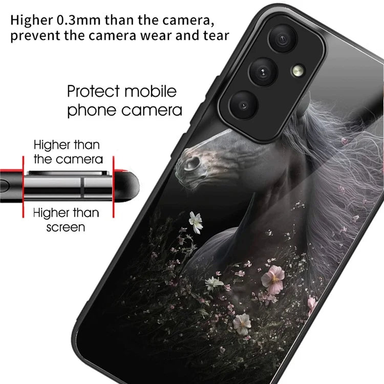 For Samsung Galaxy A05s 4G Drop-resistant Tempered Glass Phone Cover Pattern Printing Case
