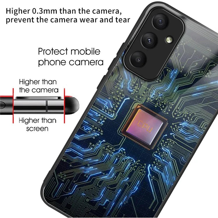 For Samsung Galaxy A05s 4G Drop-resistant Tempered Glass Phone Cover Pattern Printing Case