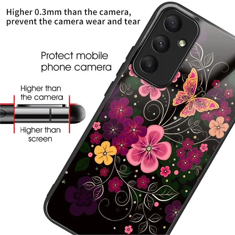 For Samsung Galaxy A05s 4G Drop-resistant Tempered Glass Phone Cover Pattern Printing Case