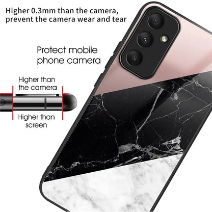 For Samsung Galaxy A05s 4G Drop-resistant Tempered Glass Phone Cover Pattern Printing Case