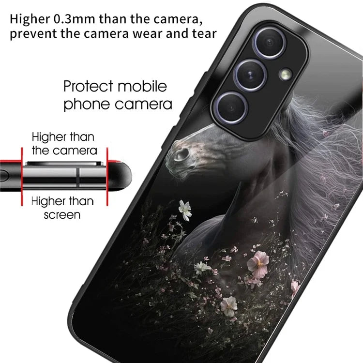 For Samsung Galaxy A54 5G Case Pattern Anti-Scratch Tempered Glass Phone Cover