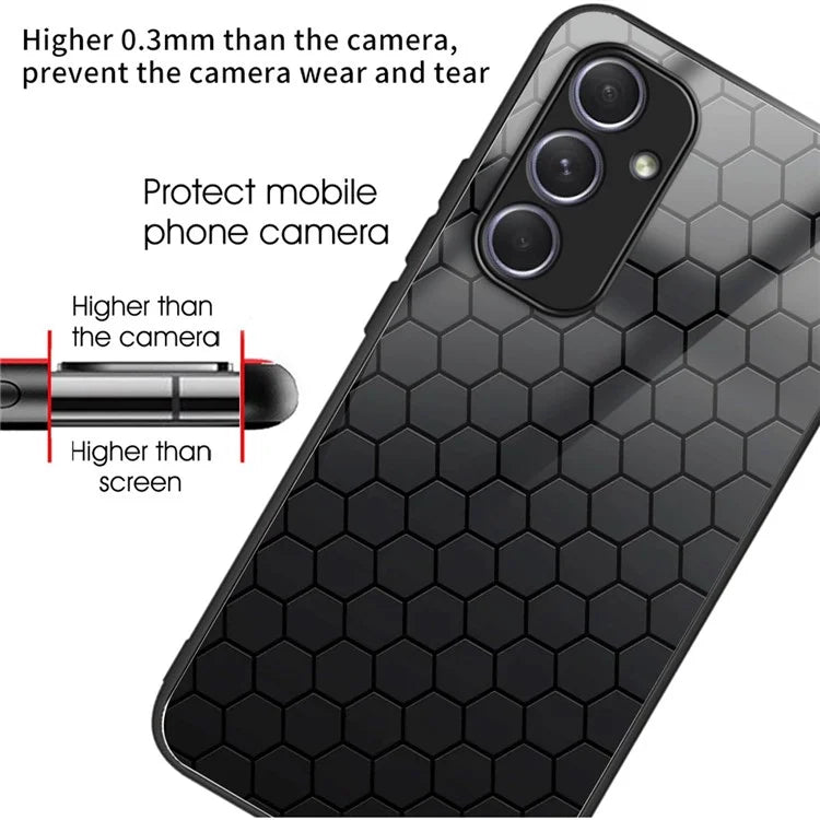 For Samsung Galaxy A54 5G Case Pattern Anti-Scratch Tempered Glass Phone Cover