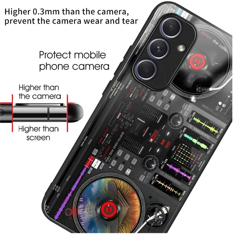 For Samsung Galaxy A54 5G Case Pattern Anti-Scratch Tempered Glass Phone Cover