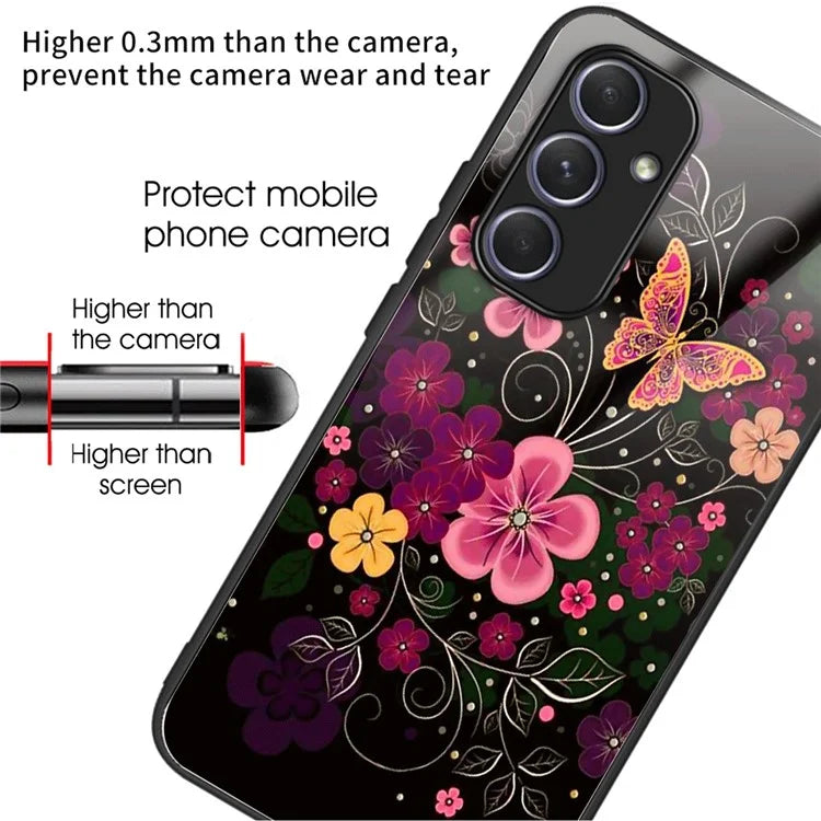For Samsung Galaxy A54 5G Case Pattern Anti-Scratch Tempered Glass Phone Cover