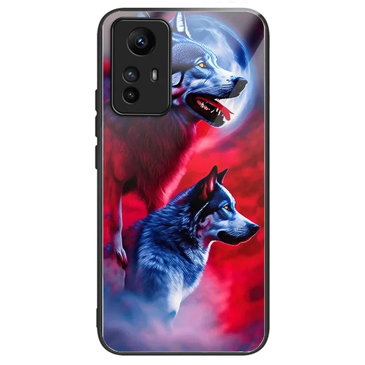For Xiaomi Redmi Note 12S 4G Pattern Printing Anti-scratch Phone Case Tempered Glass+TPU+PC Cover
