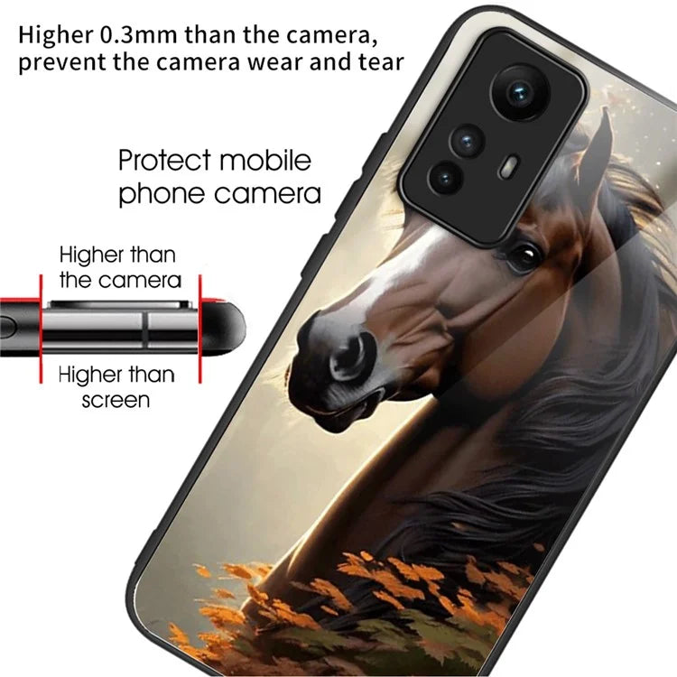 For Xiaomi Redmi Note 12S 4G Pattern Printing Anti-scratch Phone Case Tempered Glass+TPU+PC Cover