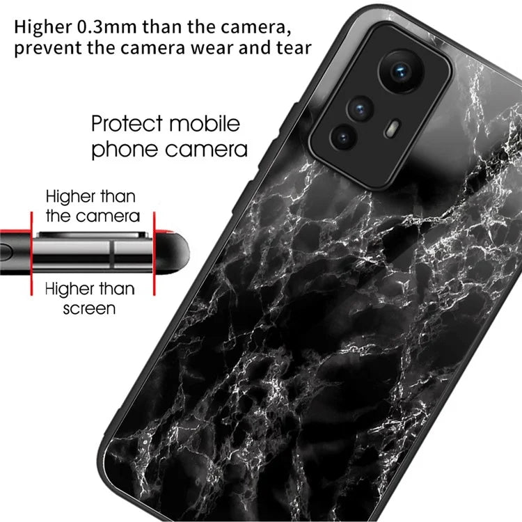 For Xiaomi Redmi Note 12S 4G Pattern Printing Anti-scratch Phone Case Tempered Glass+TPU+PC Cover