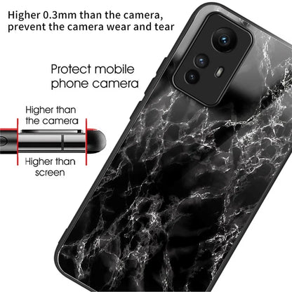 For Xiaomi Redmi Note 12S 4G Pattern Printing Anti-scratch Phone Case Tempered Glass+TPU+PC Cover