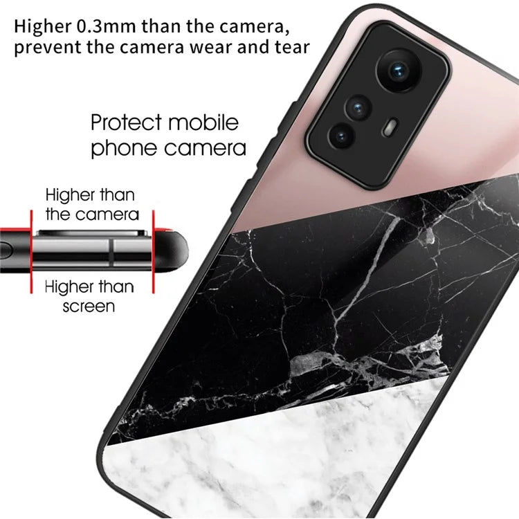 For Xiaomi Redmi Note 12S 4G Pattern Printing Anti-scratch Phone Case Tempered Glass+TPU+PC Cover