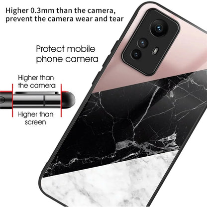 For Xiaomi Redmi Note 12S 4G Pattern Printing Anti-scratch Phone Case Tempered Glass+TPU+PC Cover