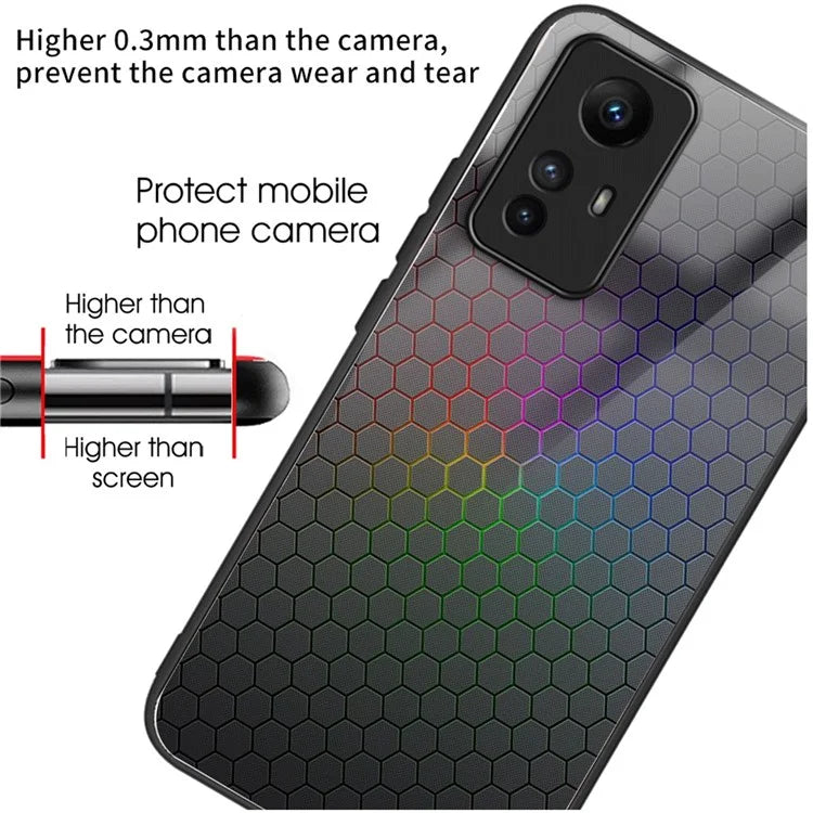 For Xiaomi Redmi Note 12S 4G Pattern Printing Anti-scratch Phone Case Tempered Glass+TPU+PC Cover