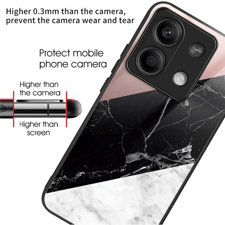For Xiaomi Redmi Note 13 5G Cell Phone Case Pattern Printing Tempered Glass Anti-shock Cover