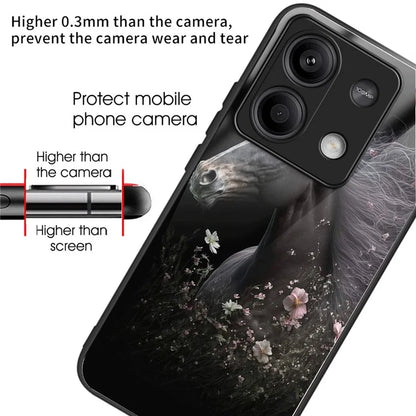 For Xiaomi Redmi Note 13 5G Cell Phone Case Pattern Printing Tempered Glass Anti-shock Cover