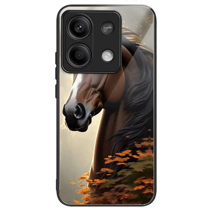 For Xiaomi Redmi Note 13 5G Cell Phone Case Pattern Printing Tempered Glass Anti-shock Cover