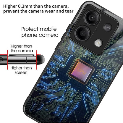 For Xiaomi Redmi Note 13 5G Cell Phone Case Pattern Printing Tempered Glass Anti-shock Cover