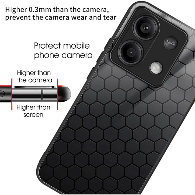 For Xiaomi Redmi Note 13 5G Cell Phone Case Pattern Printing Tempered Glass Anti-shock Cover
