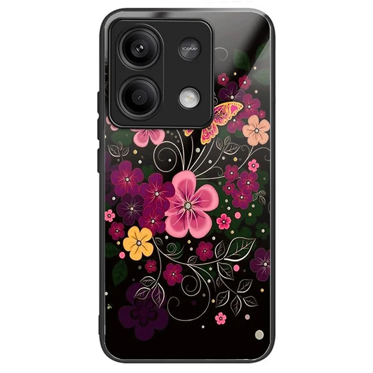 For Xiaomi Redmi Note 13 5G Cell Phone Case Pattern Printing Tempered Glass Anti-shock Cover
