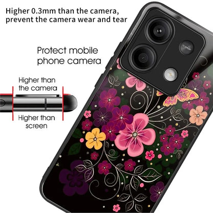 For Xiaomi Redmi Note 13 5G Cell Phone Case Pattern Printing Tempered Glass Anti-shock Cover